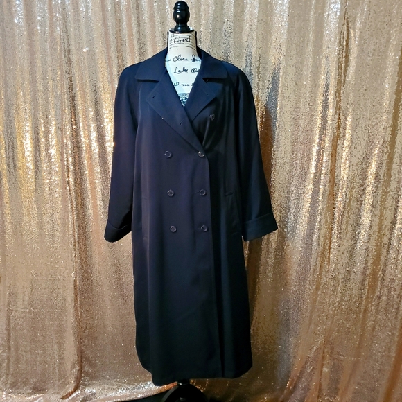 Black Women's Long Coat/Trench Coat - Picture 2 of 10